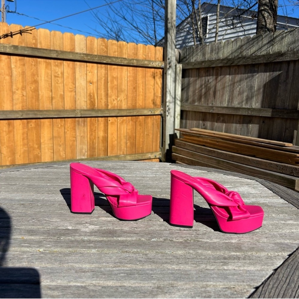 Open Edit Kaia Knot Platform Sandals in pink‎ rouge size 7 spring summer preppy